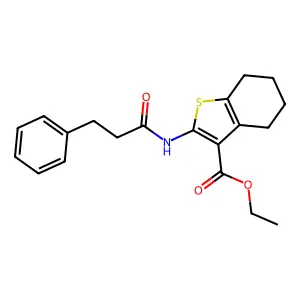 Ethyl 2-(3-phenylpropanamido)-4,5,6,7-tetrahydrobenzo[b]thiophene-3-carboxylate structure
