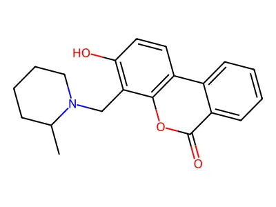 3-Hydroxy-4-[(2-methylpiperidyl)methyl]benzo[c]chromen-6-one structure