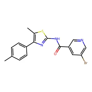 5-Bromo-N-(5-methyl-4-p-tolyl-thiazol-2-yl)-nicotinamide structure