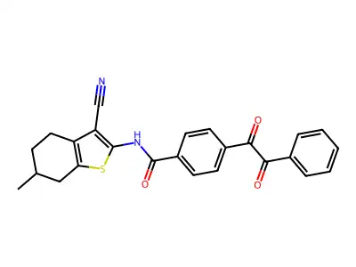 N-(3-cyano-6-methyl-4,5,6,7-tetrahydro-1-benzothien-2-yl)-4-[oxo(phenyl)acetyl]benzamide structure