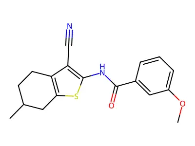 N-(3-cyano-6-methyl-4,5,6,7-tetrahydro-1-benzothiophen-2-yl)-3-methoxybenzamide structure