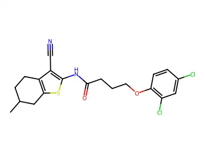 N-(3-cyano-6-methyl-4,5,6,7-tetrahydro-1-benzothien-2-yl)-4-(2,4-dichlorophenoxy)butanamide structure