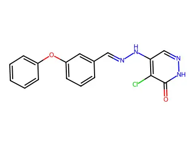 4-chloro-5-[(2E)-2-(3-phenoxybenzylidene)hydrazinyl]pyridazin-3-ol structure