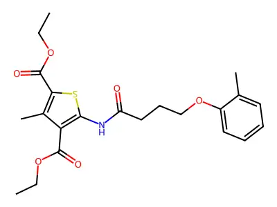 diethyl 3-methyl-5-{[4-(2-methylphenoxy)butanoyl]amino}thiophene-2,4-dicarboxylate structure