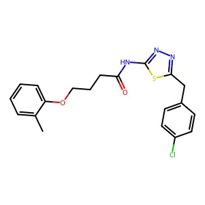 N-[5-(4-chlorobenzyl)-1,3,4-thiadiazol-2-yl]-4-(2-methylphenoxy)butanamide structure