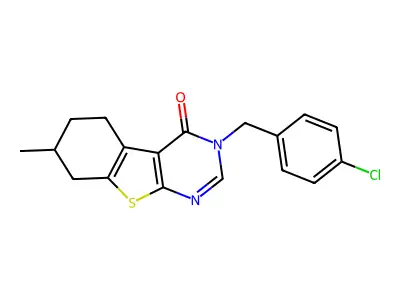 3-(4-chlorobenzyl)-7-methyl-5,6,7,8-tetrahydro[1]benzothieno[2,3-d]pyrimidin-4(3H)-one structure