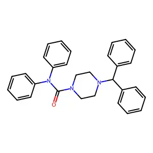 [4-(diphenylmethyl)piperazinyl]-N,N-dibenzamide structure