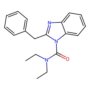 2-benzyl-N,N-diethylbenzimidazole-1-carboxamide structure