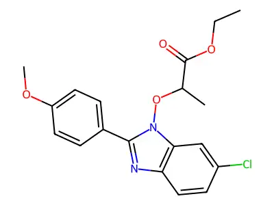 ethyl 2-{[6-chloro-2-(4-methoxyphenyl)-1H-1,3-benzimidazol-1-yl]oxy}propanoate structure
