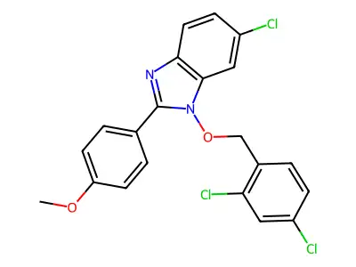 6-chloro-1-[(2,4-dichlorobenzyl)oxy]-2-(4-methoxyphenyl)-1H-1,3-benzimidazole structure