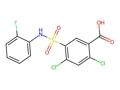 2,4-dichloro-5-[(2-fluorophenyl)sulfamoyl]benzoic Acid structure