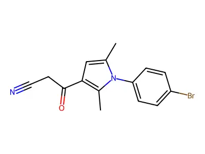 3-[1-(4-bromophenyl)-2,5-dimethyl-1H-pyrrol-3-yl]-3-oxopropanenitrile structure