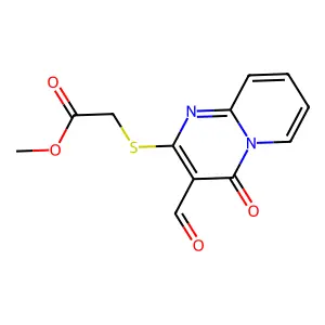 Methyl 2-(3-formyl-4-oxopyrido[1,2-a]pyrimidin-2-yl)sulfanylacetate structure