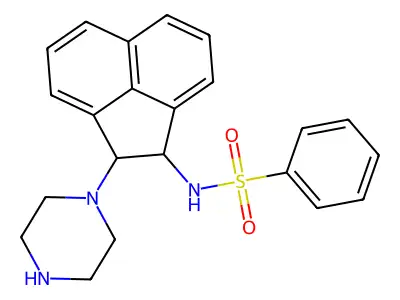 N-(2-piperazin-1-yl-1,2-dihydroacenaphthylen-1-yl)benzenesulfonamide structure