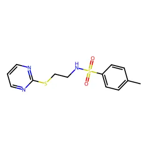 4-methyl-N-(2-(pyrimidin-2-ylthio)ethyl)benzenesulfonamide structure