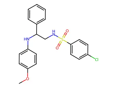 4-chloro-N-[2-(4-methoxyanilino)-2-phenylethyl]benzenesulfonamide structure