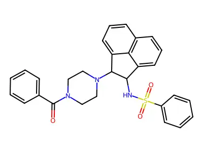 N-[2-(4-benzoylpiperazin-1-yl)-1,2-dihydroacenaphthylen-1-yl]benzenesulfonamide structure