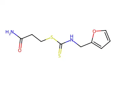 3-{[(2-Furylmethyl)amino]thioxomethylthio}propanamide structure