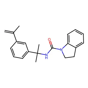 N-[2-(3-prop-1-en-2-ylphenyl)propan-2-yl]-2,3-dihydroindole-1-carboxamide structure