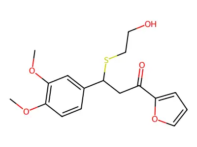 3-(3,4-Dimethoxyphenyl)-1-(furan-2-yl)-3-[(2-hydroxyethyl)sulfanyl]propan-1-one structure