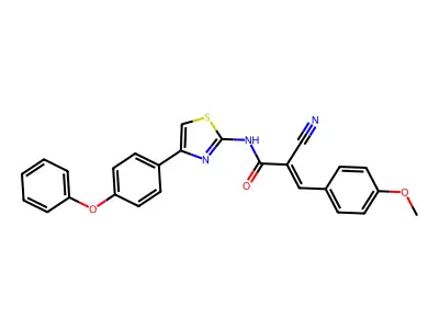 (E)-2-cyano-3-(4-methoxyphenyl)-N-[4-(4-phenoxyphenyl)-1,3-thiazol-2-yl]prop-2-enamide structure