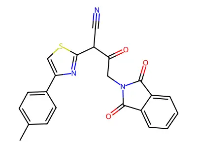 4-(1,3-dioxoisoindol-2-yl)-2-[4-(4-methylphenyl)-1,3-thiazol-2-yl]-3-oxobutanenitrile structure