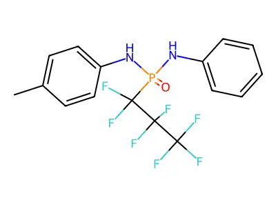 P-(Heptafluoropropyl)-N-(4-methylphenyl)-N'-phenylphosphonic diamide structure