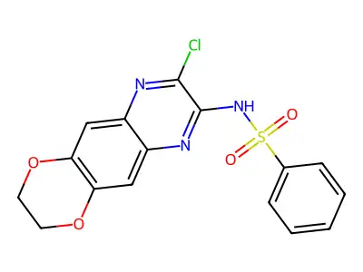 N-{8-chloro-2H,3H-[1,4]dioxino[2,3-g]quinoxalin-7-yl}benzenesulfonamide structure