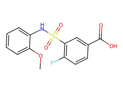 4-Fluoro-3-[(2-methoxyphenyl)sulfamoyl]benzoic acid structure