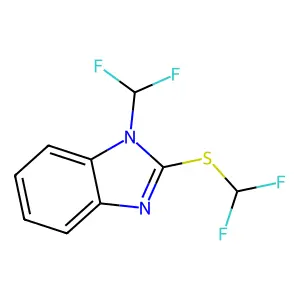 1-(difluoromethyl)-2-((difluoromethyl)sulfanyl)-1H-1,3-benzodiazole structure