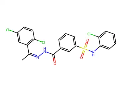 3-[(2-chlorophenyl)sulfamoyl]-N-[1-(2,5-dichlorophenyl)ethylideneamino]benzamide structure