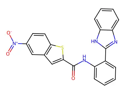 N-(2-(1H-benzo[d]imidazol-2-yl)phenyl)-5-nitrobenzo[b]thiophene-2-carboxamide structure