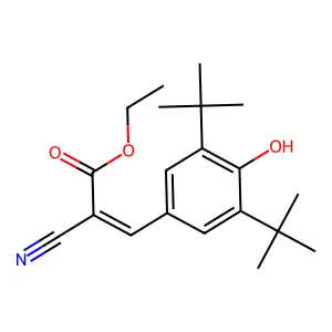 Ethyl 2-cyano-3-(3,5-ditert-butyl-4-hydroxyphenyl)prop-2-enoate structure