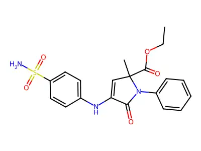 Ethyl 2-methyl-5-oxo-1-phenyl-4-(4-sulfamoylanilino)pyrrole-2-carboxylate structure