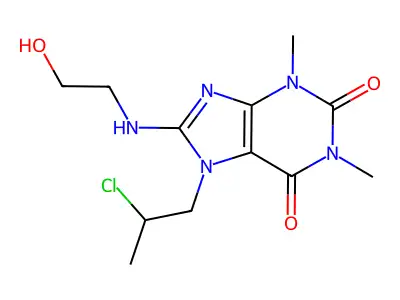 7-(2-chloropropyl)-8-[(2-hydroxyethyl)amino]-1,3-dimethyl-2,3,6,7-tetrahydro-1H-purine-2,6-dione structure