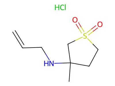 N-allyl-3-methyltetrahydro-3-thiophenamine 1,1-dioxide hydrochloride structure