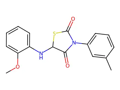 5-[(2-Methoxyphenyl)amino]-3-(3-methylphenyl)-1,3-thiazolidine-2,4-dione structure