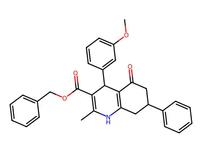 benzyl 4-(3-methoxyphenyl)-2-methyl-5-oxo-7-phenyl-1,4,5,6,7,8-hexahydroquinoline-3-carboxylate structure