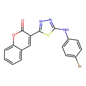 3-{5-[(4-bromophenyl)amino]-1,3,4-thiadiazol-2-yl}-2H-chromen-2-one structure