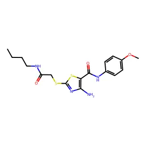4-amino-2-[2-(butylamino)-2-oxoethyl]sulfanyl-N-(4-methoxyphenyl)-1,3-thiazole-5-carboxamide structure