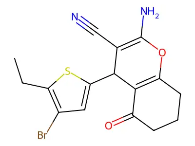 2-amino-4-(4-bromo-5-ethyl-2-thienyl)-5-oxo-5,6,7,8-tetrahydro-4H-chromene-3-carbonitrile structure