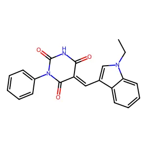 (5E)-5-[(1-ethylindol-3-yl)methylidene]-1-phenyl-1,3-diazinane-2,4,6-trione structure