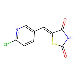 (5E)-5-[(6-chloropyridin-3-yl)methylidene]-1,3-thiazolidine-2,4-dione structure