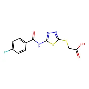 2-({5-[(4-Fluorobenzoyl)amino]-1,3,4-thiadiazol-2-yl}sulfanyl)acetic acid structure
