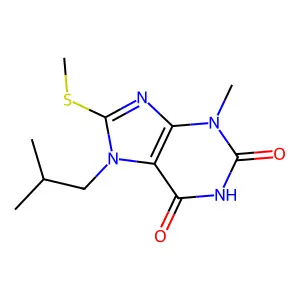 3,7-Dihydro-3-methyl-7-(2-methylpropyl)-8-(methylthio)-1H-purine-2,6-dione structure