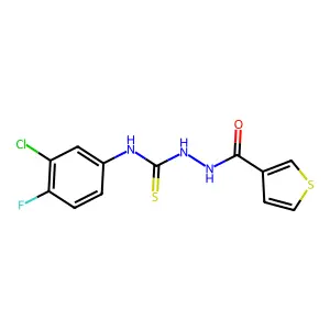 N-(3-chloro-4-fluorophenyl)-2-(3-thienylcarbonyl)-1-hydrazinecarbothioamide structure