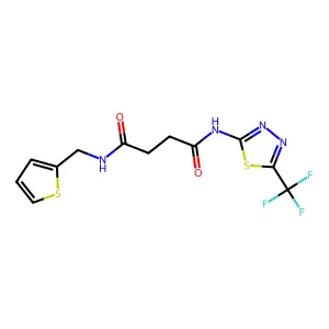 N~1~-(2-thienylmethyl)-N~4~-[5-(trifluoromethyl)-1,3,4-thiadiazol-2-yl]succinamide structure