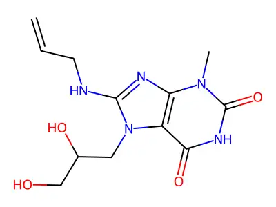 7-(2,3-Dihydroxypropyl)-3-methyl-8-(prop-2-enylamino)purine-2,6-dione structure