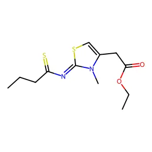 ethyl 2-[2-(butanethioylimino)-3-methyl-1,3-thiazol-4(3H)-yl]acetate structure