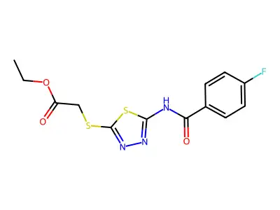 Ethyl 2-({5-[(4-fluorobenzoyl)amino]-1,3,4-thiadiazol-2-yl}sulfanyl)acetate structure